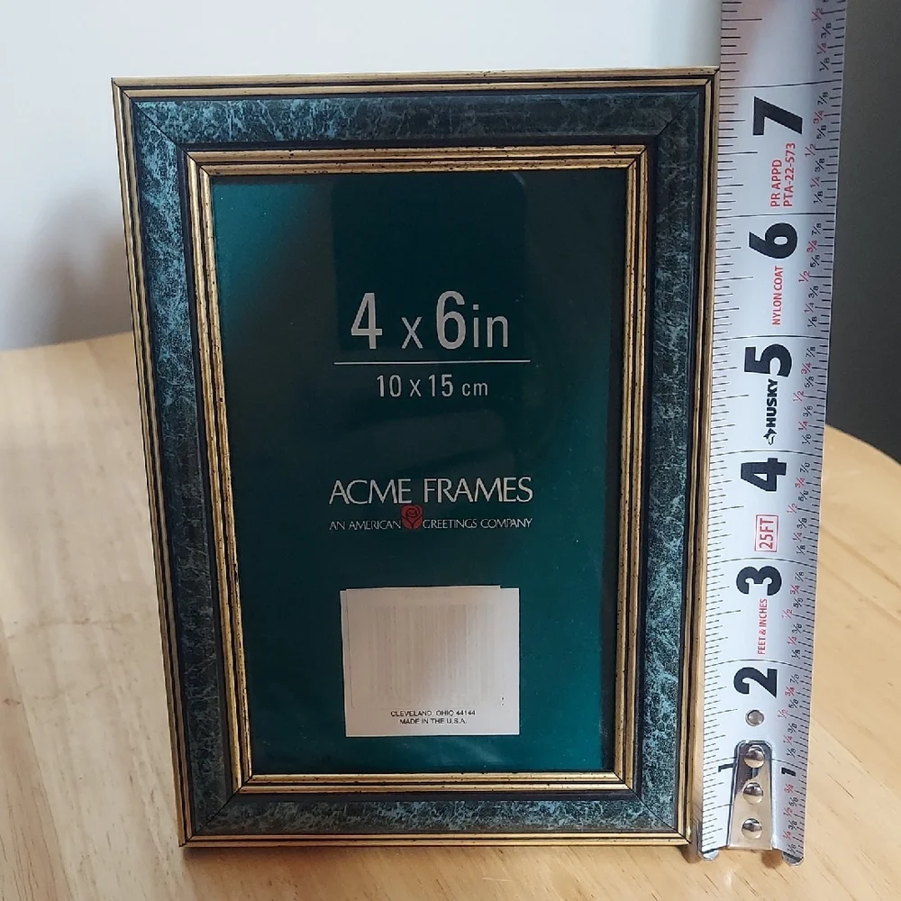 Acme Elegant 4x6 Picture Frame Gold and Dark Teal Marbleized Finish
